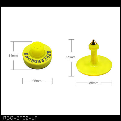 Yellow TPU EM4305 Buttons Shape Sheep Ear Tags For Identifications